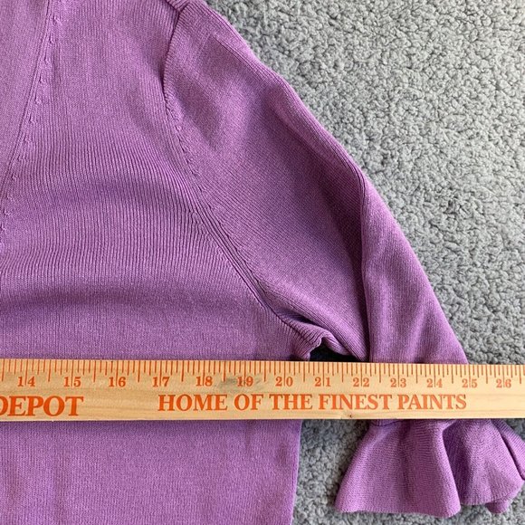 Talbots Open Cardigan Crop Sweater Womens Large Modal Ruffle Sleeve Purple NEW - Picture 9 of 12